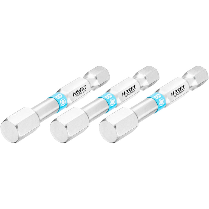 Hazet Extra Long Hexagon Bit 8mm 3 Pack 2204NSLG-8/3
