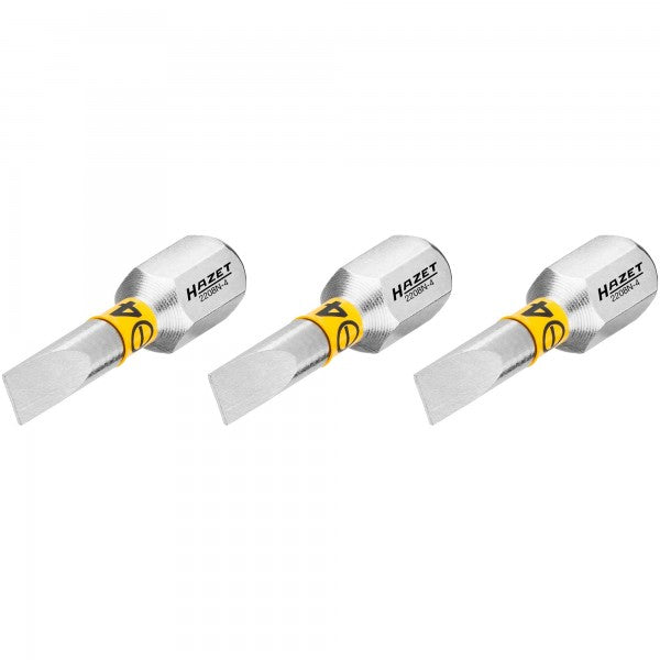 Hazet Slotted Bit 0.5 x 4mm 3 Pack 1/4in Hex 2208N-4/3