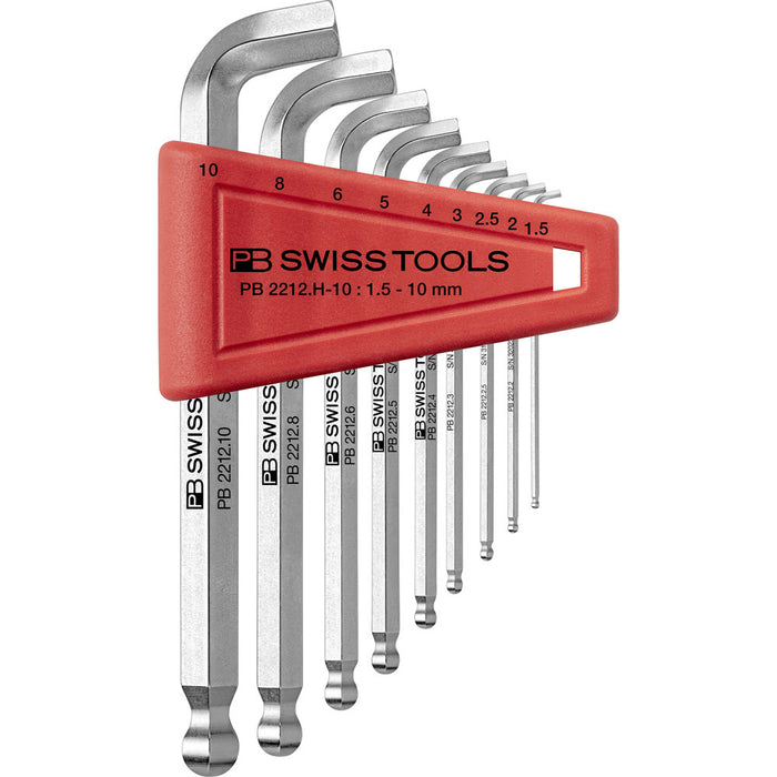 PB Swiss 9 Pce Metric Ball End Hexagon 100° Key L-Wrenches Set (1.5-10mm)
