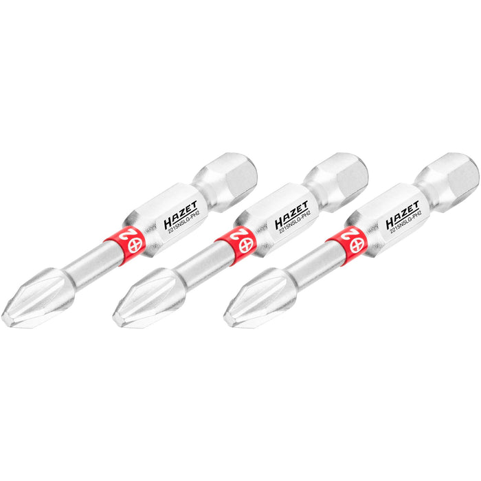 Hazet Long Phillips Bit PH2 3 Pack 1/4in Hex 2215NSLG-PH2/3