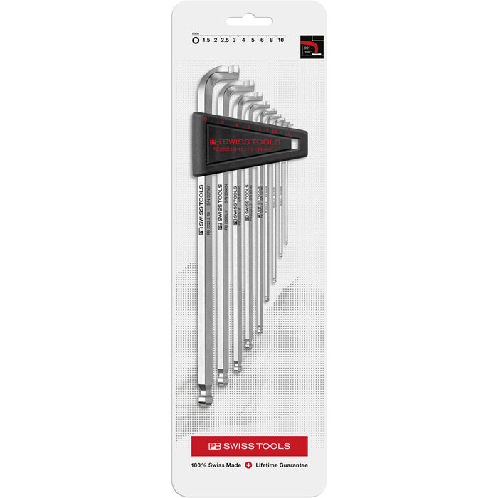 PB Swiss 9 Pce Metric Hexagon 90°–100° Key L-Wrenches Set in Blister Pack (1.5-10mm)