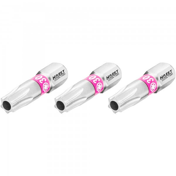 Hazet Tamper-Resistant Torx Bit T30H 3 Pack 1/4in Hex 2223N-T30H/3