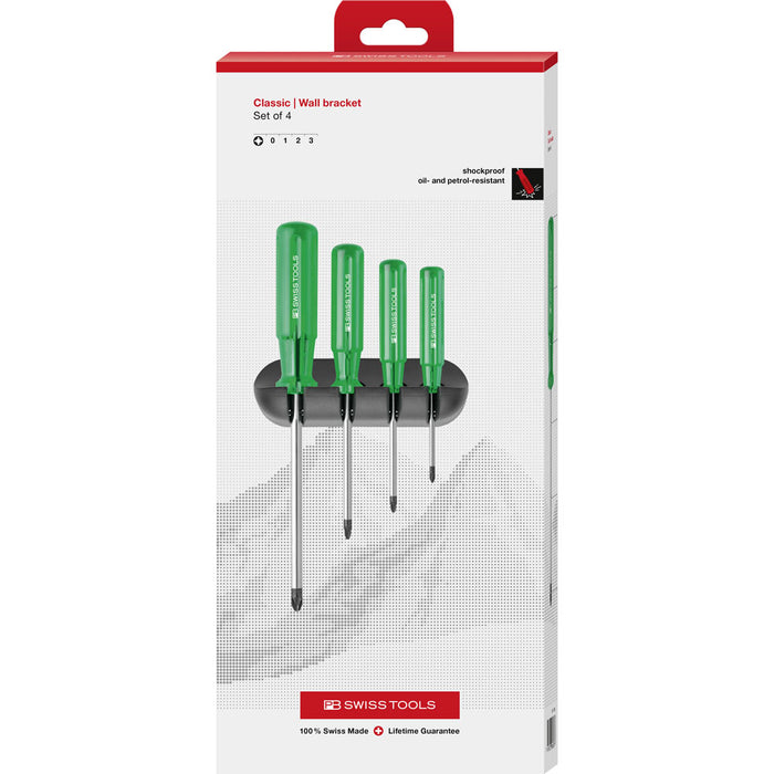 PB Swiss 4 Pce Pozidriv Classic Screwdriver Set