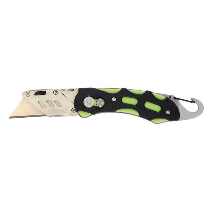 Draper Tools Folding Trimming Knife with Belt Clip (Green/Orange) 24424