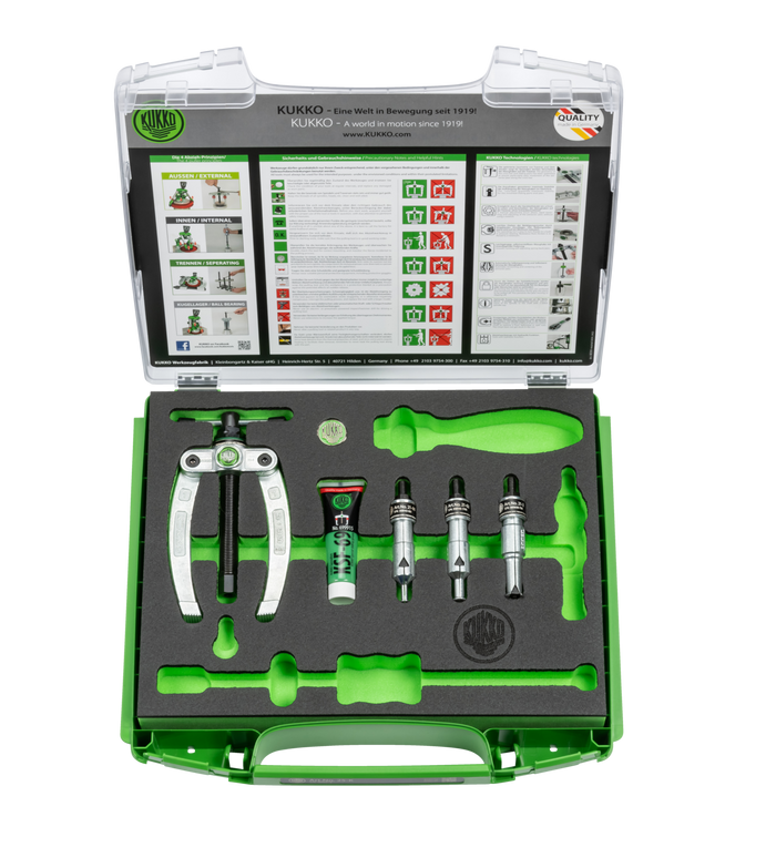Kukko 25-K Ball Bearing Extraction Set with Counter Stay Ø 6-20mm, 4 Pce