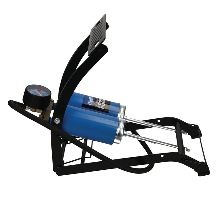 Draper Tools Double Cylinder Foot Pump with Pressure Gauge 25996