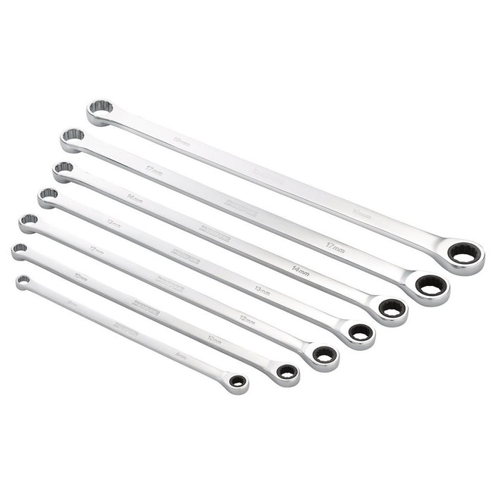 Draper HI-TORQ® Metric Extra-Long Double Ring Ratchet Spanner Set 7 Pce