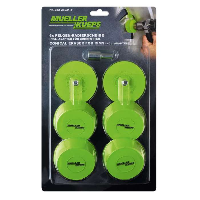 Mueller 282 260/KIT Conical Eraser for Rims with Adapter for Drill Chuck
