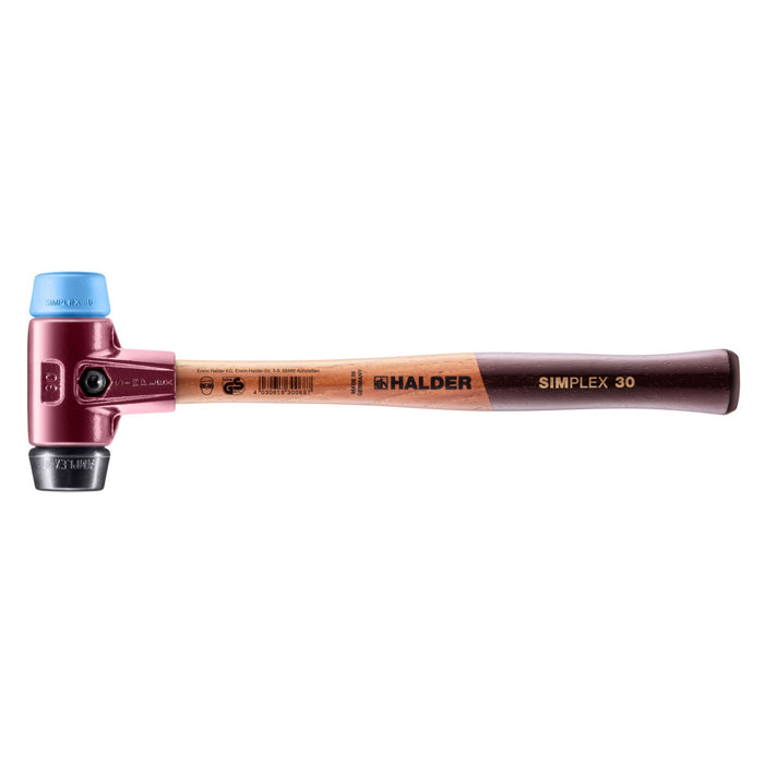 Halder SIMPLEX Soft-Face Mallet Cast Iron Housing Wood Handle Rubber/TPE-Soft 340g