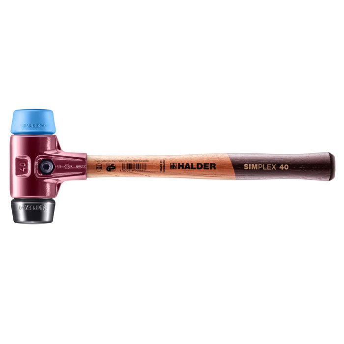Halder SIMPLEX Soft-Face Mallet Cast Iron Housing Wood Handle Rubber/TPE-Soft 640g