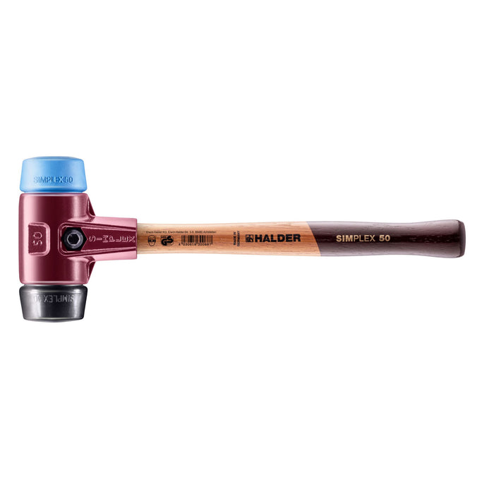 Halder SIMPLEX Soft-Face Mallet Cast Iron Housing Wood Handle Rubber composition/TPE-Soft 1095g