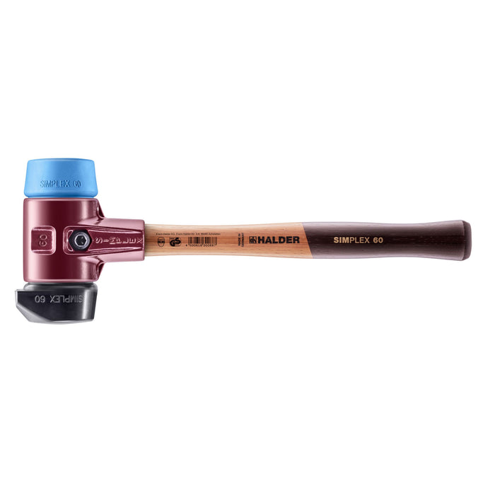 Halder SIMPLEX Soft-Face Mallet Cast Iron Housing Wood Handle Rubber with Stand-Up/TPE-Soft 1500g