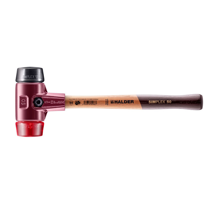 Halder SIMPLEX Soft-Face Mallet Cast Steel Housing Wood Handle Rubber Composition/Plastic 1130g