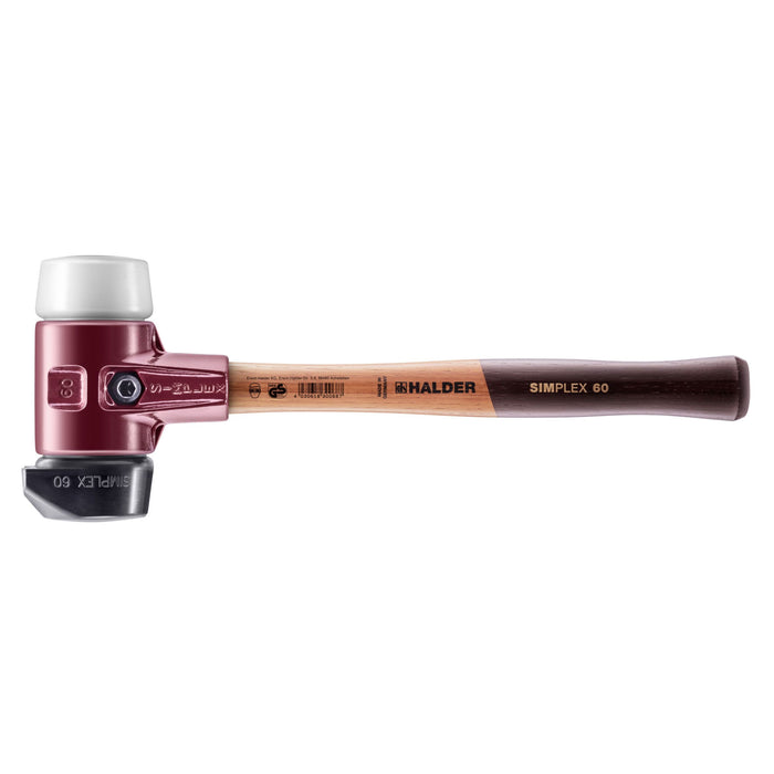 Halder SIMPLEX Soft-Face Mallet Cast Steel Housing & Wood Handle Rubber with 