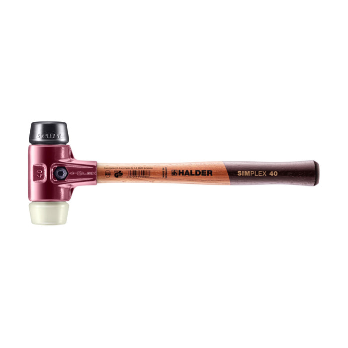 Halder SIMPLEX Soft-Face Mallet Cast Steel Housing Wood Handle Rubber/Nylon 650g