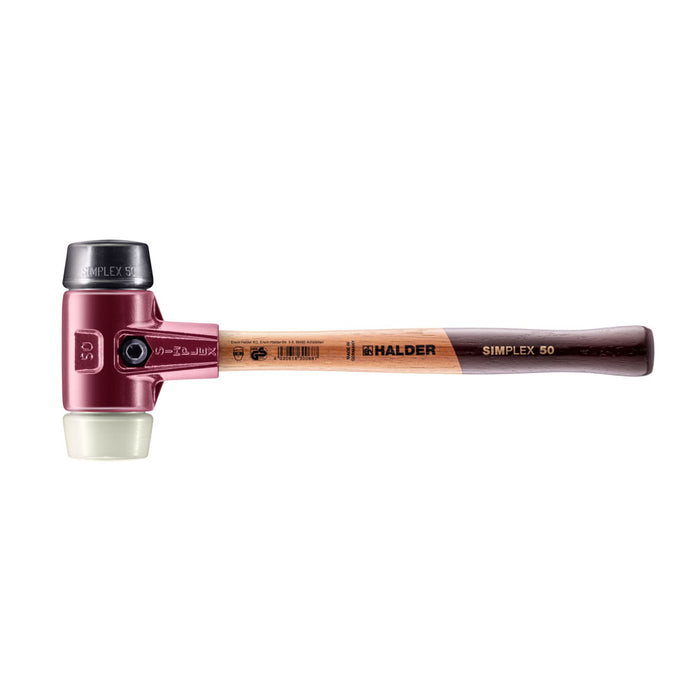 Halder SIMPLEX Soft-Face Mallet Cast Steel Housing Wood Handle Rubber/Nylon 1140g