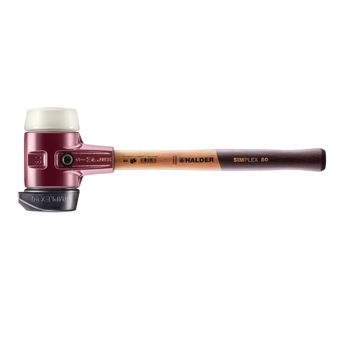Halder SIMPLEX Soft-Face Mallet Cast Steel Housing & Wood Handle Rubber with 