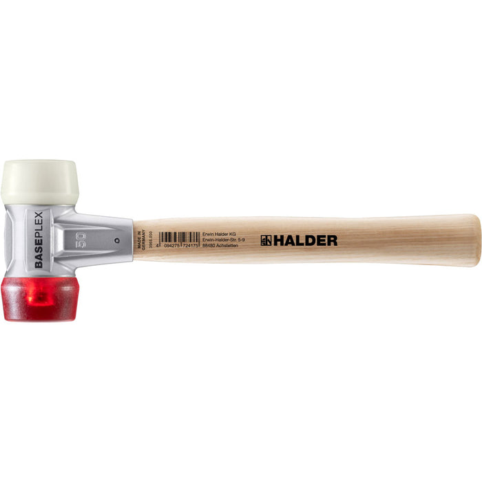 Halder BASEPLEX Soft-Face Mallet Zinc Die Cast Housing & Wooden Handle Nylon/Cellulose Acetate 940g