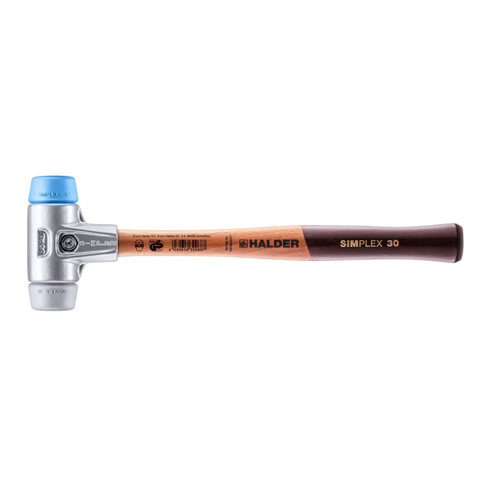 Halder SIMPLEX Soft-Face Mallet Aluminium Housing & Wooden Handle TPE-Soft/TPE-Mid 185g