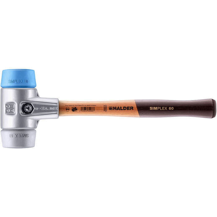 Halder SIMPLEX Soft-Face Mallet Aluminium Housing & Wooden Handle TPE-Soft/TPE-Mid 850g