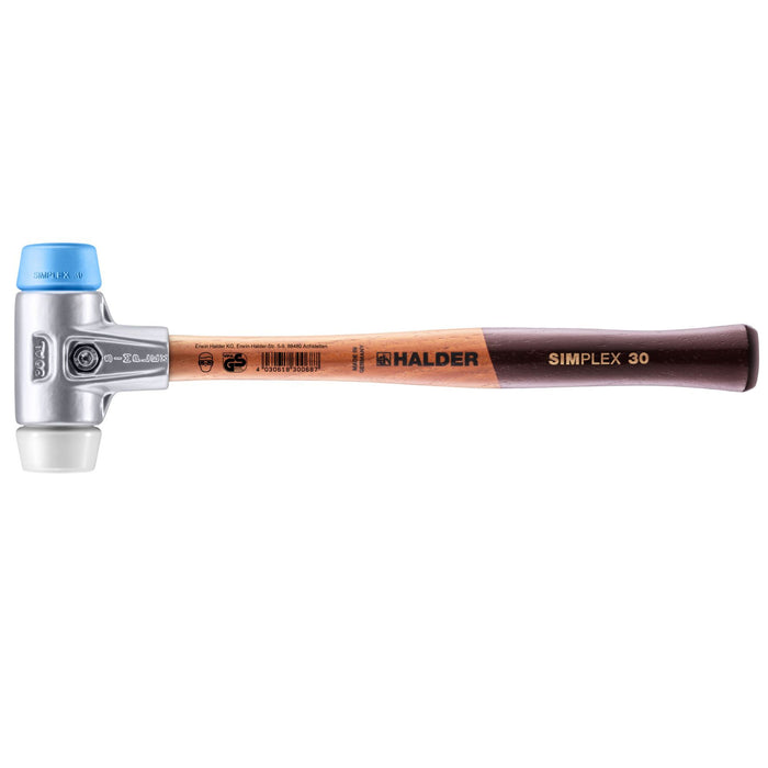 Halder SIMPLEX Soft-Face Mallet Aluminium Housing & Wooden Handle TPE-Soft/Superplastic 185g