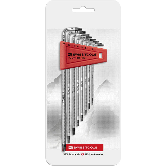 PB Swiss 3411 H Safety Key L Wrench 8 Pce Set for TX Screws in Skin Pack