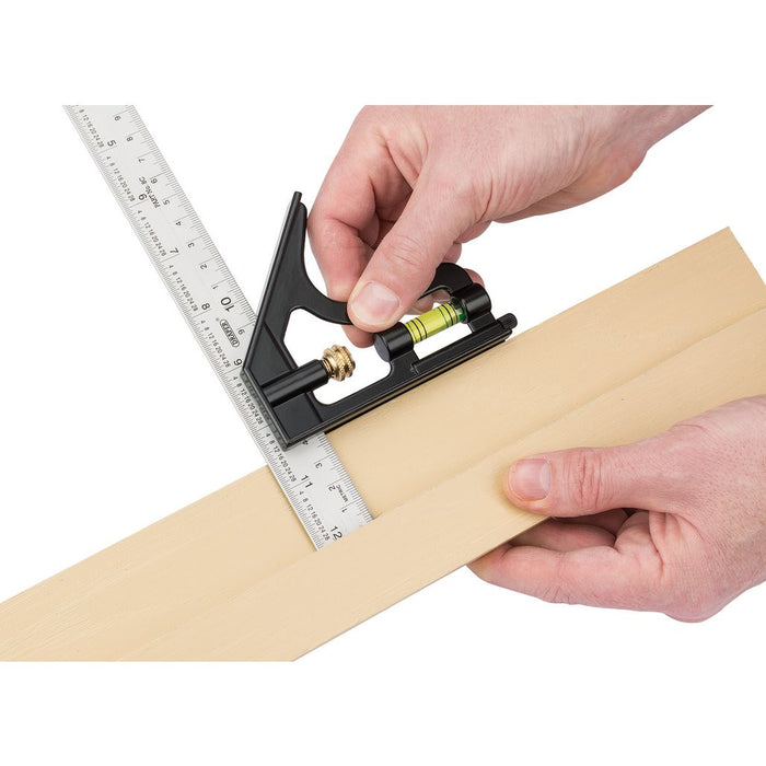 Draper Tools Combination Square with Centre Head and Protractor 300mm 34704