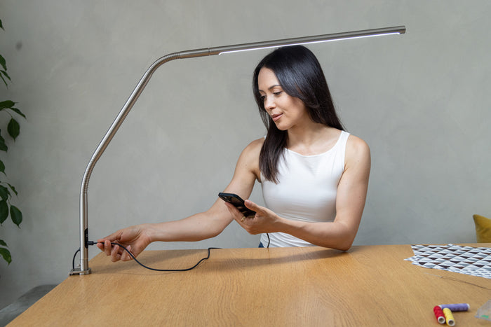 Daylight Slimline 4 LED Table Lamp - Brushed Steel