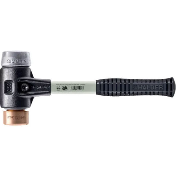 Halder SIMPLEX Soft-Face Mallet Reinforced Cast Steel Housing F/Glass Handle Copper/Soft Metal 1195g