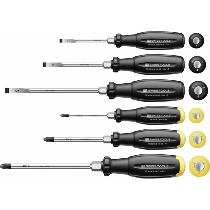 PB Swiss SwissGrip Evo SL & PH Screwdriver Set with Hex Wrench Section / Go Through Blade