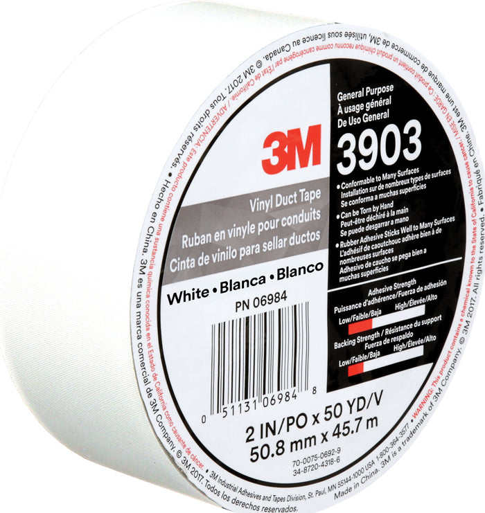 3M 3903 Vinyl Duct Tape White 50.8mm x 45.72m * BOX OF 24 *