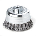 Lessmann Knot Cup Brush Dia 75mm 20 Knots Steel Wire STH Straight 0.35mm Thread M14
