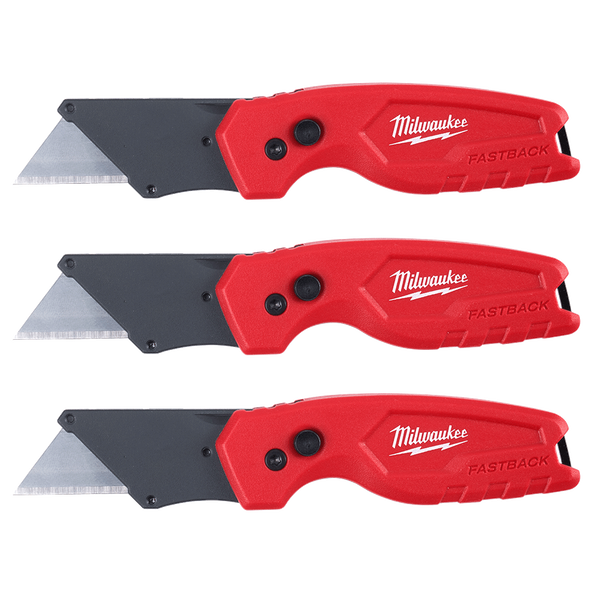 Milwaukee 3 Pack FASTBACK™  Compact Folding Utility Knife Set 48221500PA