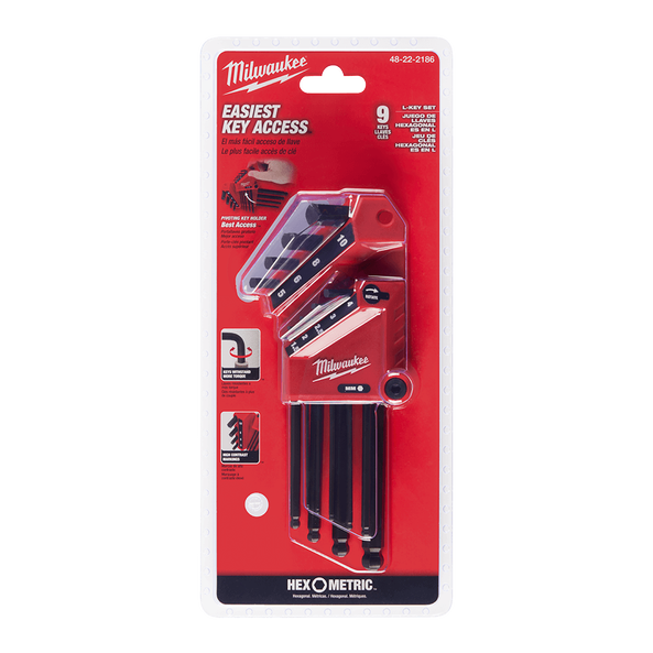 Milwaukee 9 Piece Metric L-Style with Ball End Hex Key Set