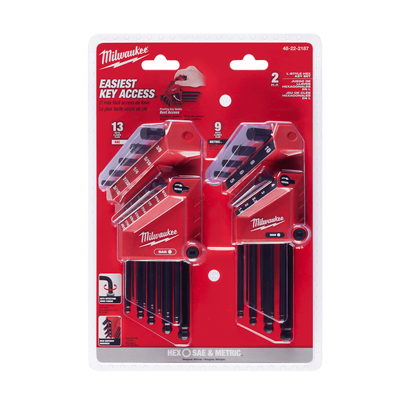 Milwaukee 22 Piece SAE/Metric L-Style with Ball End Hex Key Set