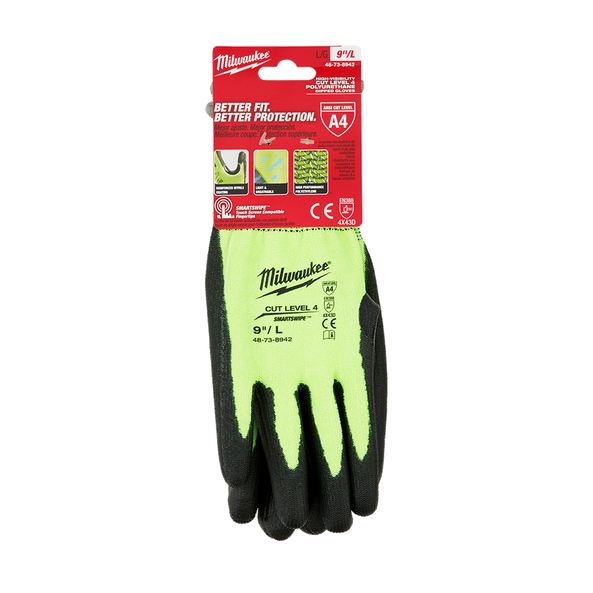 Milwaukee High-Visibility Cut Level 4 Glove - L