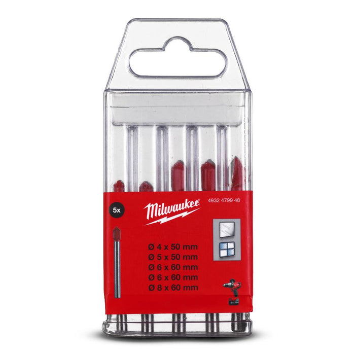 Milwaukee 5Pce Glass and Tile Drill Bit Set