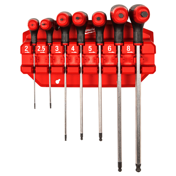 Milwaukee 7 Piece Hex Key Wrenches with Comfort Grip Set with Rack 4932498677