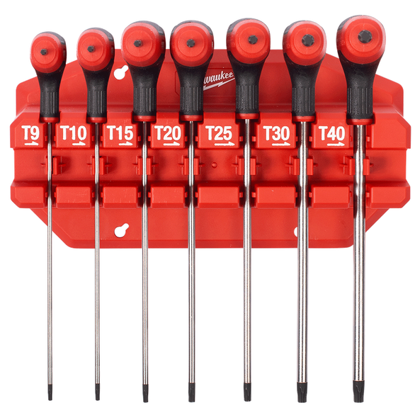 Milwaukee 7 Piece Torx Key Wrenches with Comfort Grip Set with Rack 4932498690
