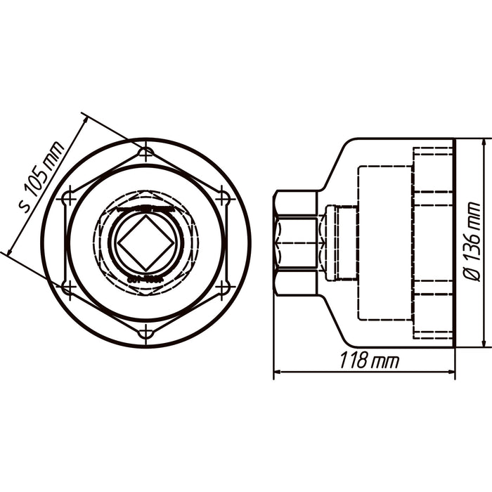 Hazet Commercial Vehicle Axle Nut Socket Set Daf Renault Volvo 4937-105/2 Square, Hollow 25mm (1in) Outside Hexagon Profile 105mm Number Of Tools: 2