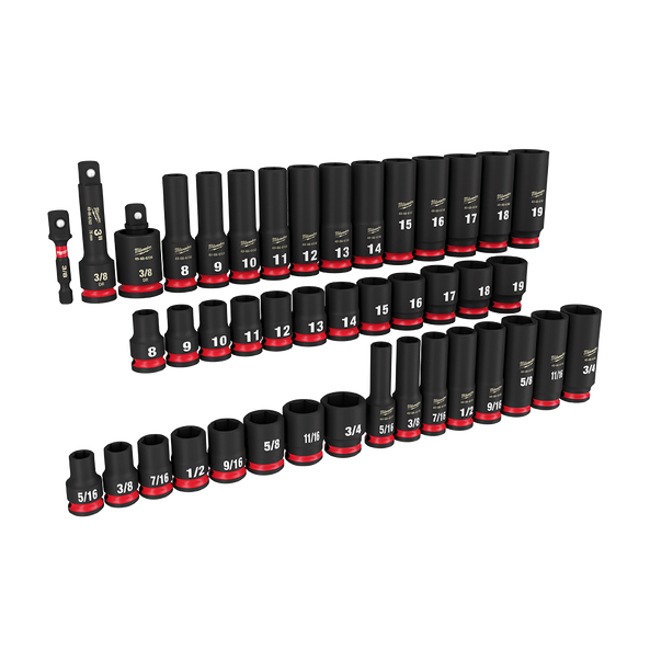 Milwaukee Shockwave™ 3/8in Drive 43PC SAE & Metric Deep 6 Point Impact Socket Set