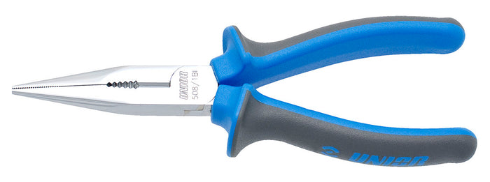 Unior 508/1BI Long Nose Pliers with Side Cutter & Pipe Grip Straight 170mm