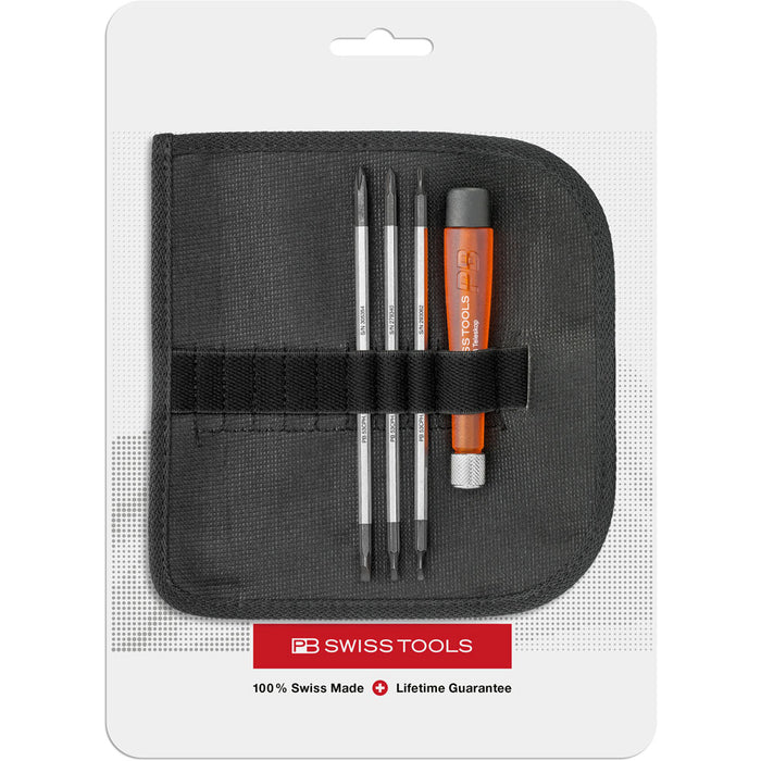 PB Swiss Slotted & Phillips Screwdriver 3 Pce Set with Telescopic Handle & Duplex Interchangeable Blades in Skin Pack
