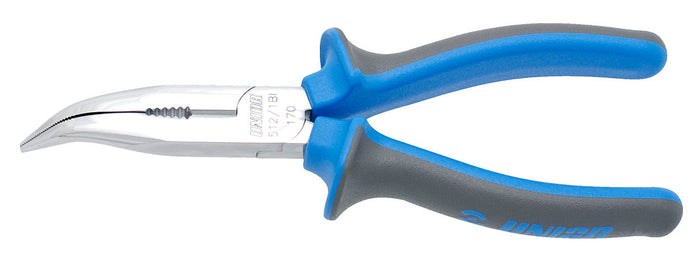Unior 512/1BI Long Nose Pliers with Side Cutter & Pipe Grip, Bent