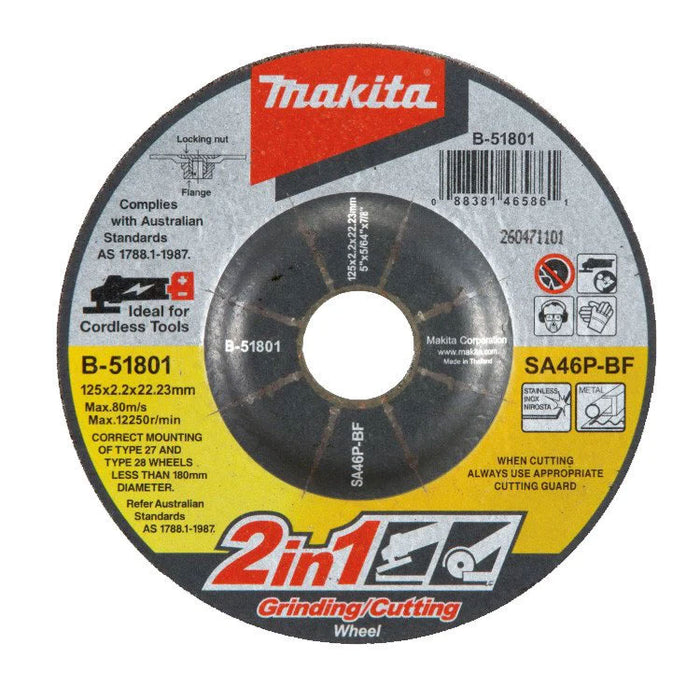 Makita 100mm x 2.2mm x 16mm 2 in 1 Grind & Cut Wheel Inox