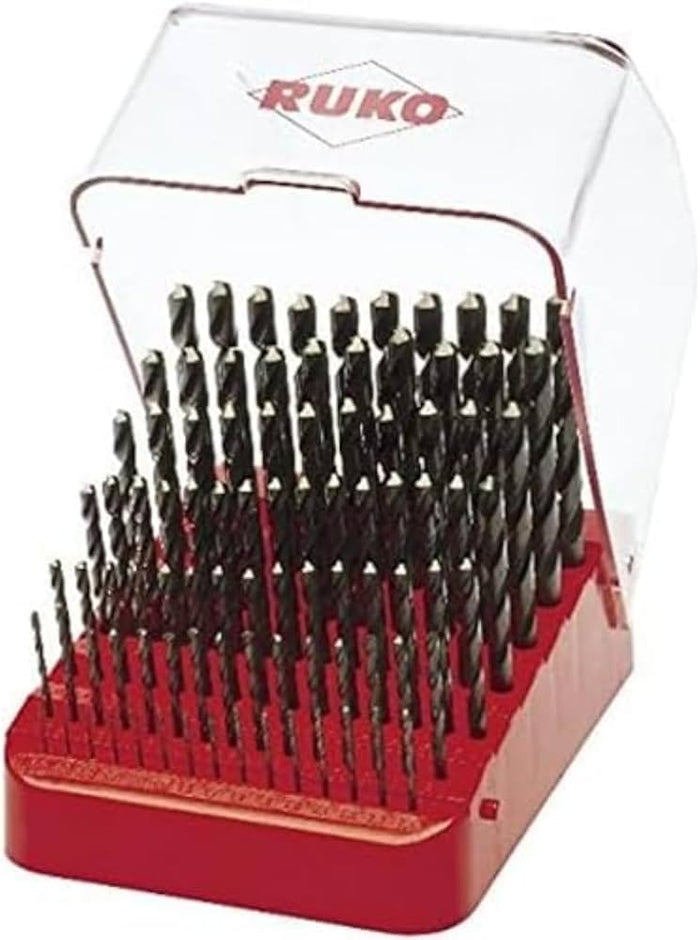 Ruko Twist Drill Set DIN 338 Type N HSS-G Ground in Bench Stand, 91 Pce