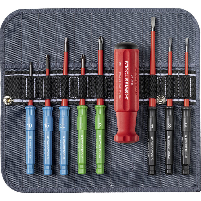 PB Swiss 9 Pce  Slotted, Pozidriv & Torx® Classic VDE Slim Set