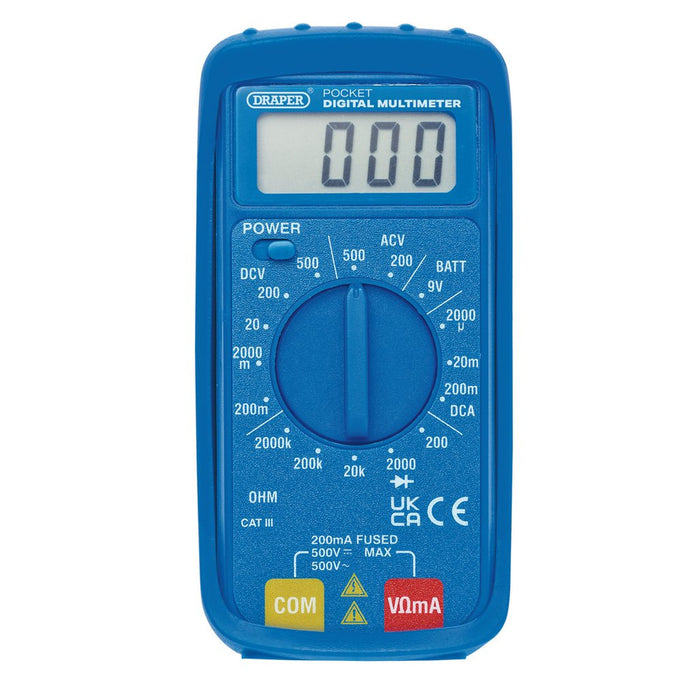 Draper Tools Pocket Digital Multimeter, 500V, AC/DC