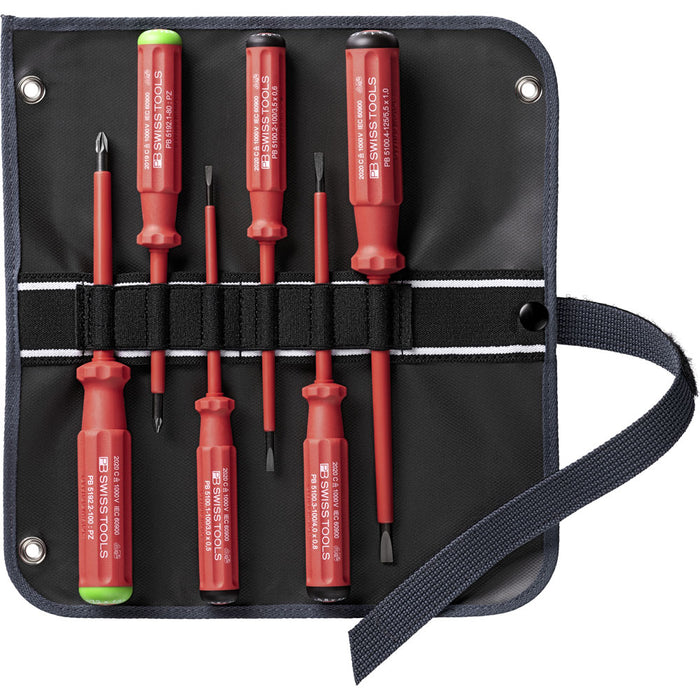 PB Swiss 6 Pce Classic VDE SL/PZ Screwdriver Set in Roll-Up Case