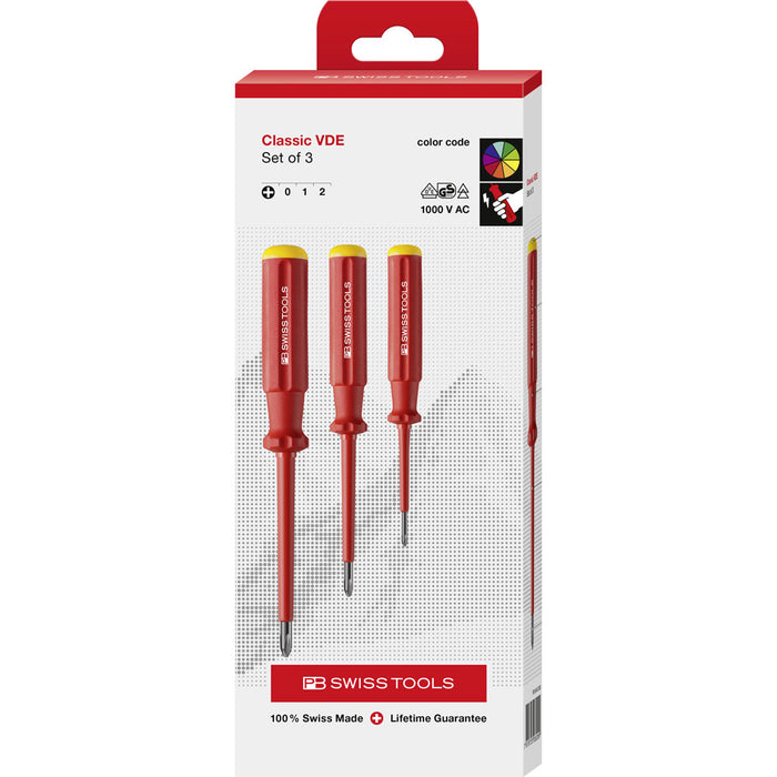 PB Swiss 3 Pce Phillips Classic VDE Screwdriver Set in Cardboard Box
